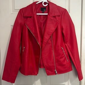 Red faux Leather Jacket top
